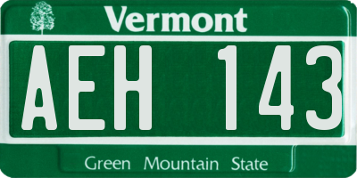 VT license plate AEH143