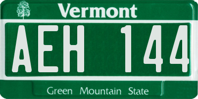 VT license plate AEH144