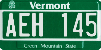 VT license plate AEH145