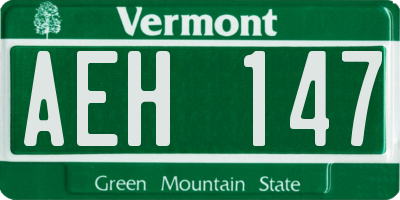 VT license plate AEH147