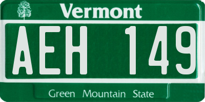 VT license plate AEH149