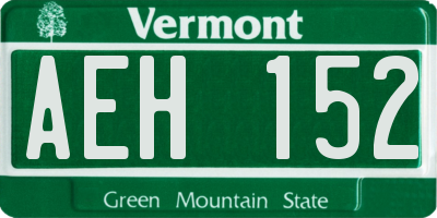 VT license plate AEH152