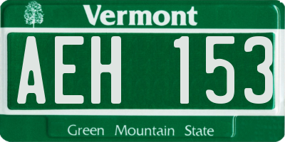 VT license plate AEH153