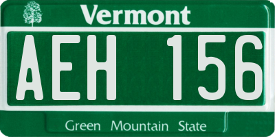VT license plate AEH156