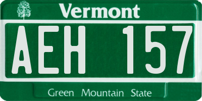 VT license plate AEH157