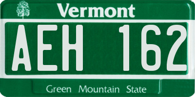 VT license plate AEH162