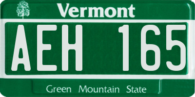 VT license plate AEH165