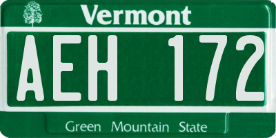 VT license plate AEH172