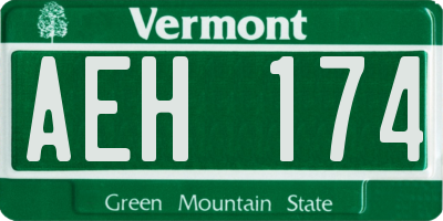 VT license plate AEH174
