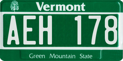 VT license plate AEH178