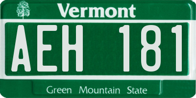 VT license plate AEH181