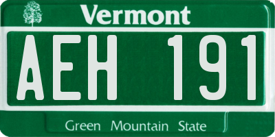 VT license plate AEH191