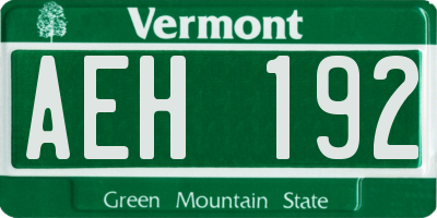 VT license plate AEH192