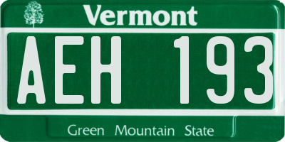 VT license plate AEH193