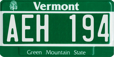 VT license plate AEH194