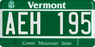 VT license plate AEH195
