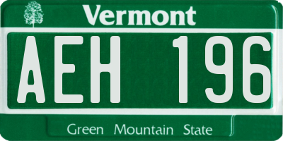 VT license plate AEH196