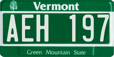 VT license plate AEH197