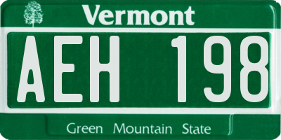 VT license plate AEH198