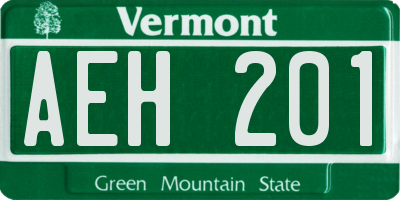 VT license plate AEH201