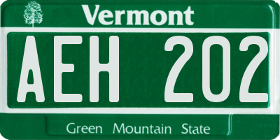 VT license plate AEH202
