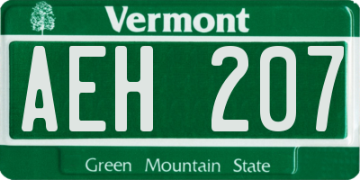 VT license plate AEH207
