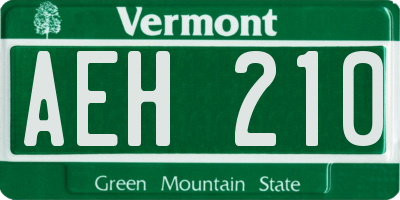 VT license plate AEH210