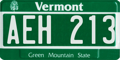 VT license plate AEH213