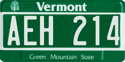 VT license plate AEH214