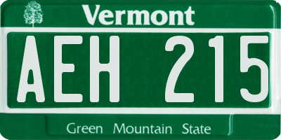 VT license plate AEH215