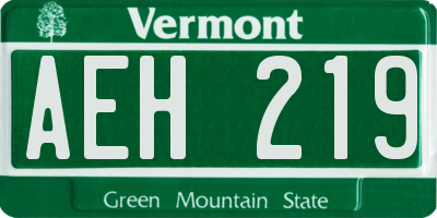 VT license plate AEH219