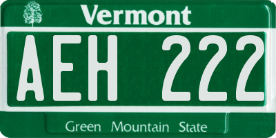VT license plate AEH222