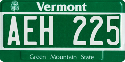 VT license plate AEH225