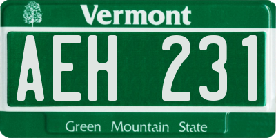 VT license plate AEH231