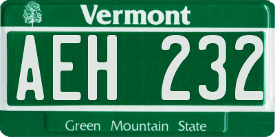 VT license plate AEH232