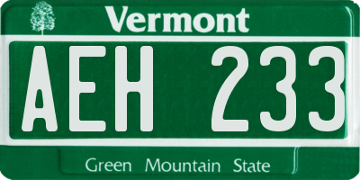 VT license plate AEH233