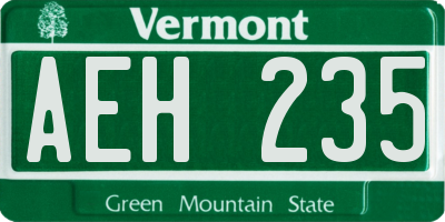 VT license plate AEH235