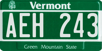 VT license plate AEH243