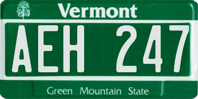 VT license plate AEH247