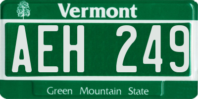VT license plate AEH249