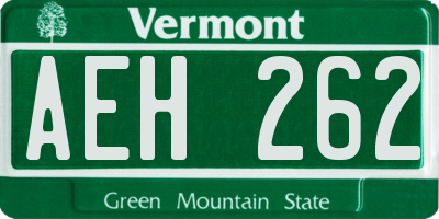 VT license plate AEH262