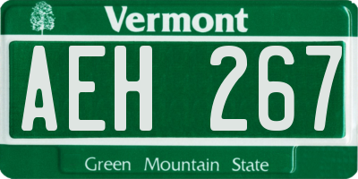 VT license plate AEH267