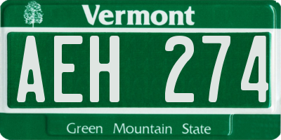 VT license plate AEH274