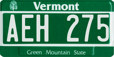 VT license plate AEH275