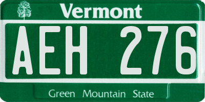 VT license plate AEH276
