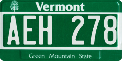 VT license plate AEH278