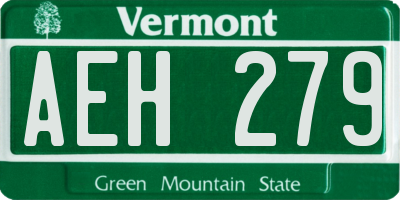 VT license plate AEH279