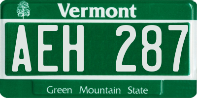 VT license plate AEH287