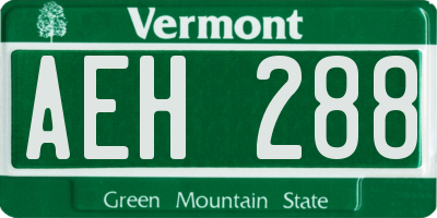 VT license plate AEH288