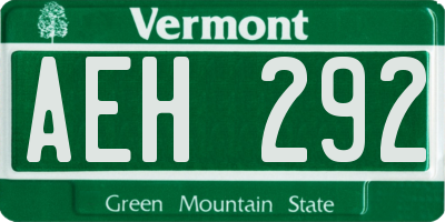 VT license plate AEH292